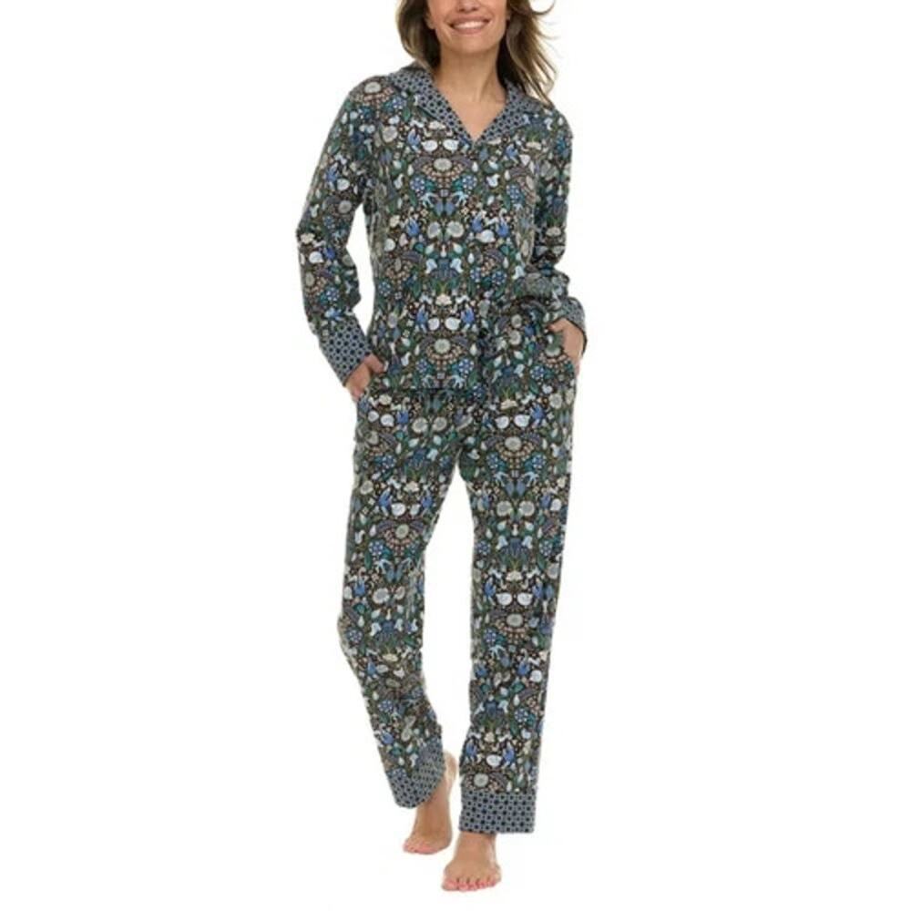 Vera Bradley Women's Notch Collar PJ Set Cotton Iconic Relaxed Fit Size L NWT
